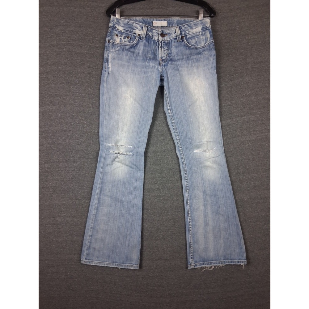 BKE Womens Jeans 28x31 Light Blue Denim Stella Bootcut VTG Y2K Distressed Low